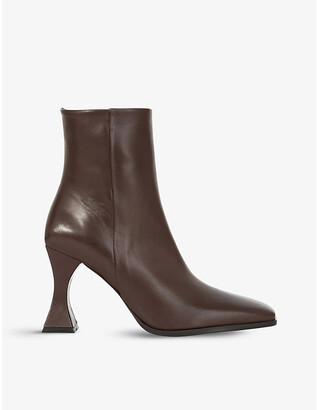 The Kooples Square-toe sculptural-heel leather ankle boots