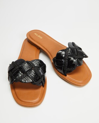 Aldo Women's Black Flat Sandals - Lothelalian - Size 6 at The Iconic