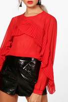 Thumbnail for your product : boohoo Eliza Ruffle Pleated Blouse