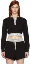T by Alexander Wang Black Heavy Waffle Cropped T-Shirt
