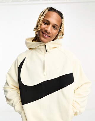Nike Swoosh hoodie in cream and black - ShopStyle