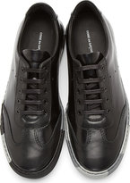 Thumbnail for your product : Comme des Garcons Shirt Black Leather & Greyscale Camo Sneakers