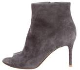 Thumbnail for your product : Gianvito Rossi Suede Peep-Toe Ankle Boots