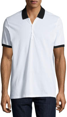 Rag & Bone Farris Contrast-Trim Polo Shirt, White