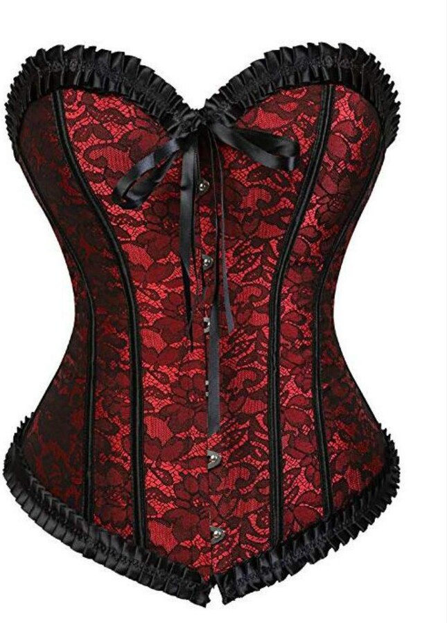 KUOSE Women's Basque Black White Body Shaper Corset Top Plus Size