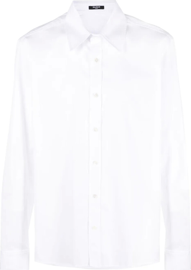 Balmain Logo-Embroidered Cotton Shirt