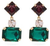 Thumbnail for your product : Erdem Multi-stone Drop Clip Earrings - Green