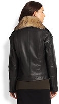 Thumbnail for your product : Vince Coyote Fur Collar Leather Jacket