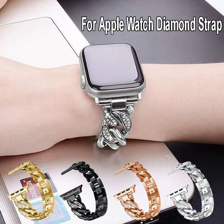 jansin Women Diamond Strap For Apple Watch 10 9 8 7 6 SE Band 46mm 45mm 41mm 42mm 40mm 44mm Metal Link Bracelet For iWatch Ultra 2 49mm