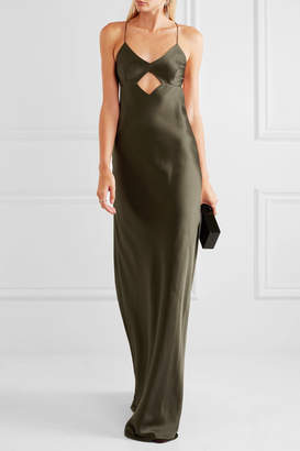Michelle Mason Cutout Backless Silk Gown - Dark green