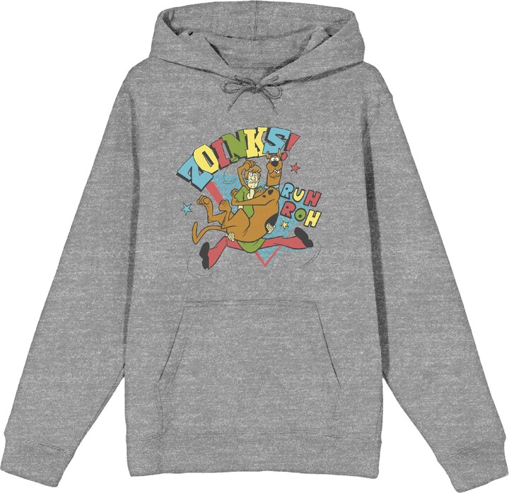 Bioworld Scooby-Doo Zoinks Ruh Roh Adult Heather Gray Long Sleeve Hoodie-3XL