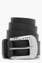 Thumbnail for your product : boohoo Diamante Buckle Boyfriend Belt