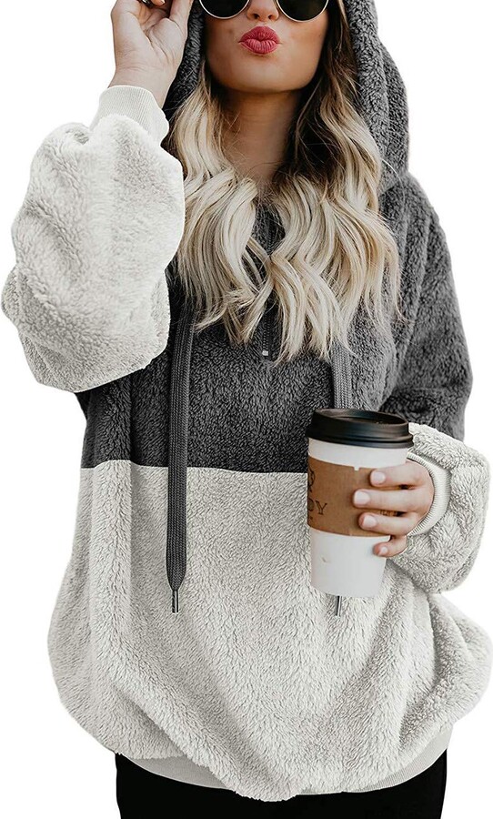 light grey sherpa pullover