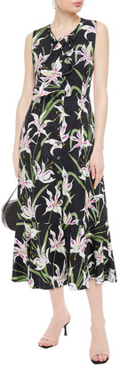 Borgo de Nor Meta Fluted Floral-print Cotton-poplin Midi Dress