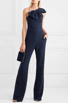 Thumbnail for your product : Rebecca Vallance Hamptons One-shoulder Bow-embellished Crepe Jumpsuit - Navy