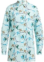 Thumbnail for your product : Thorsun Georgie Hummingbird-print Cotton-poplin Shirt - Blue Multi