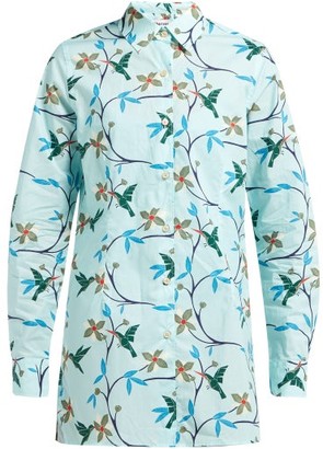 Thorsun Georgie Hummingbird-print Cotton-poplin Shirt - Blue Multi