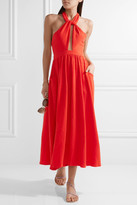 Thumbnail for your product : Mara Hoffman Cutout Cotton-gauze Halterneck Midi Dress - Tomato red