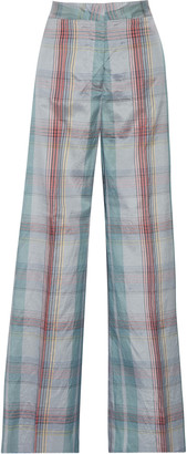 Stella McCartney Connor silk plaid wide-leg pants
