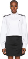 Thumbnail for your product : adidas White Smocked Cuff Cropped Half-Zip Sweatshirt