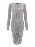 Miss Selfridge Silver Ruched Dress