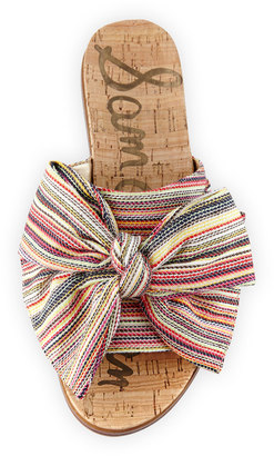 Sam Edelman Henna Striped Fabric Flat Cork Sandal, Bright Multi