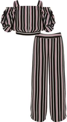 River Island Girls stripe top and wide leg trousers outfit