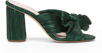 Loeffler Randall Penny Pleated Metallic Slide Sandals