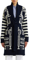 Thumbnail for your product : Etro Printed Ribbed-Knit Belted Sweater Coat