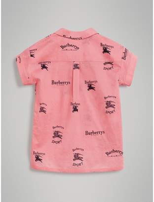Burberry Childrens Short-sleeve Archive Logo Print Cotton Shirt