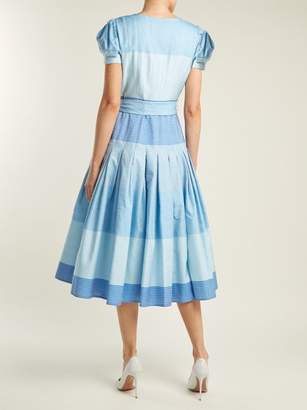 Carolina Herrera Stripe Jacquard Panelled Dress - Womens - Blue Stripe