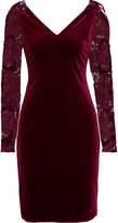 Thumbnail for your product : Badgley Mischka Guipure Lace-paneled Velvet Dress