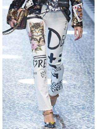 Dolce & Gabbana Painted Effect Printed Denim Jeans