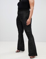 Thumbnail for your product : Fashionkilla Plus flared pants in black glitter