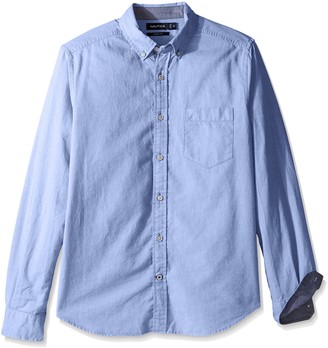 Nautica mens Long Sleeve Solid Oxford Button Down Shirt