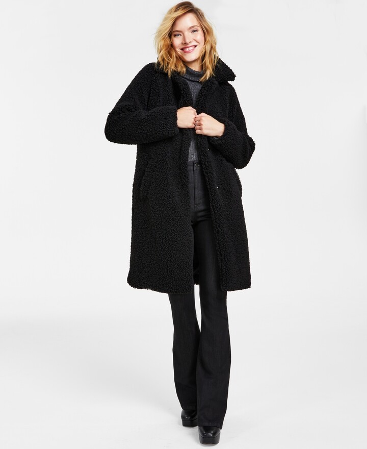 BCBGeneration Women's Notch-Collar Teddy Coat, Created for Macy's ...