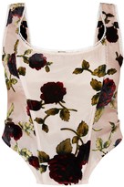 Thumbnail for your product : 4fashion Plus Dusty Pink Floral Velvet Corset Top