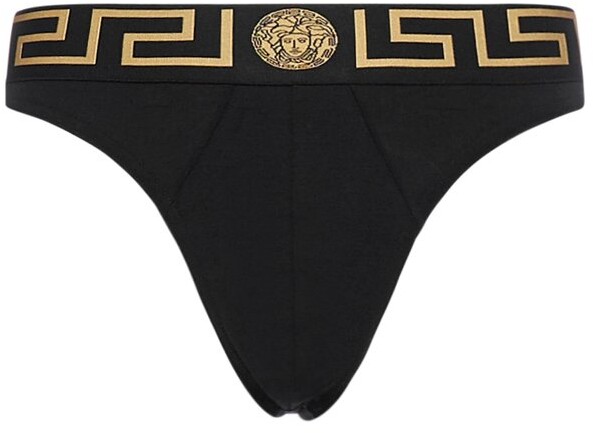 Versace Iconic Greca men THONG G-String Italian-made Black Red or Blue cotton 