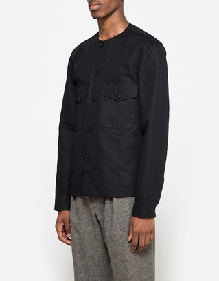 Lemaire Collarless Shirt in Black