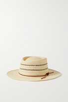 Thumbnail for your product : Rag & Bone Cora Leather-trimmed Straw Panama Hat