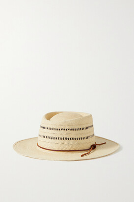 Rag & Bone Cora Leather-trimmed Straw Panama Hat