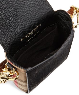 Burberry Belt Oblong House Check Shoulder Bag, Black