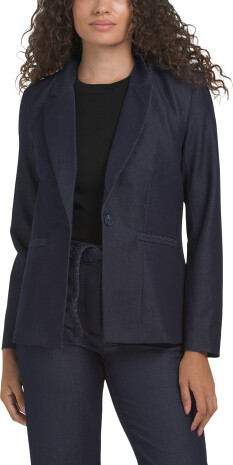 TJMAXX Career Denim Blazer With Braided Welts For Women, Spandex/Polyester/Rayon