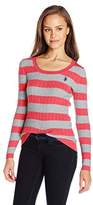 Thumbnail for your product : U.S. Polo Assn. Juniors' Striped Cable-Knit Scoop-Neck Pullover