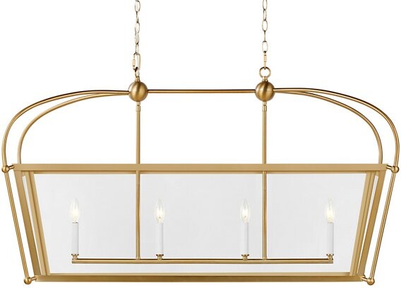 Visual Comfort Studio Charleston Linear Chandelier in Brass, Size: 4 light