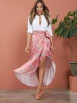 Thumbnail for your product : New York & Co. Paisley Tie-Front High-Low Skirt |