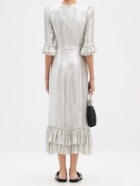 Thumbnail for your product : The Vampire's Wife The New Falconetti Ruffled Lame Midi Dress - Silver