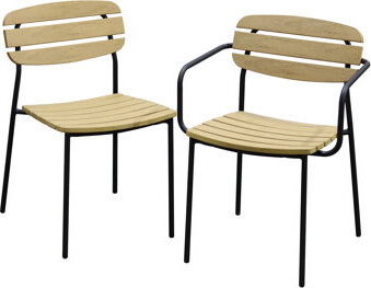 Yossif Outdoor Side Chair With Black Frame - Set Of 2