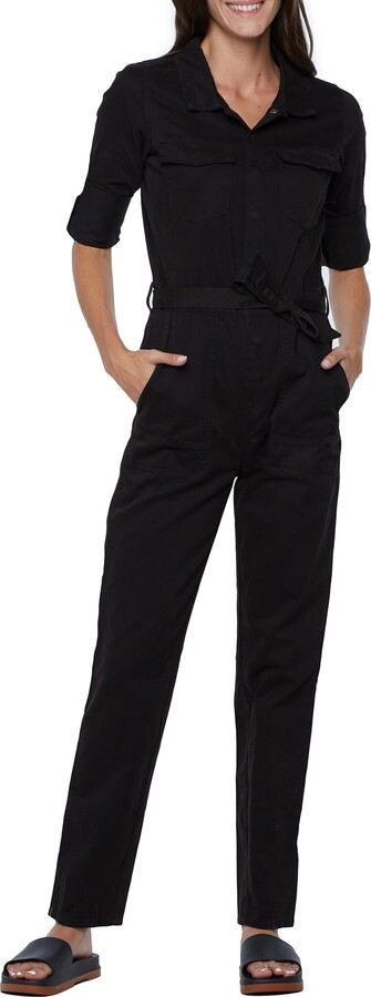 Wash Lab Denim Hi-Bar Long Sleeve Denim Jumpsuit
