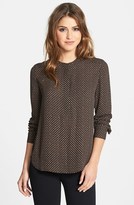 Thumbnail for your product : Halogen Houndstooth Front Zip Shirt (Regular & Petite)